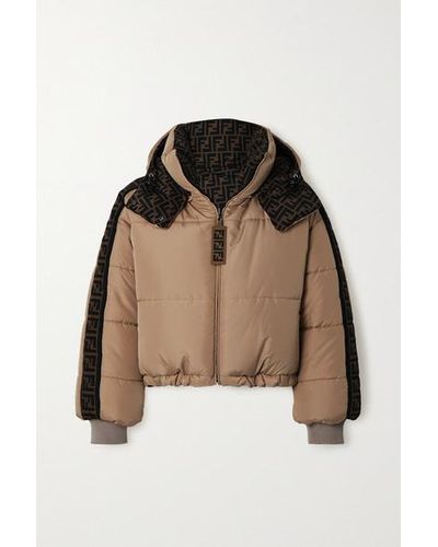 Fendi Wendbare Oversized-daunenjacke Aus Bedrucktem, Gestepptem Shell - Natur