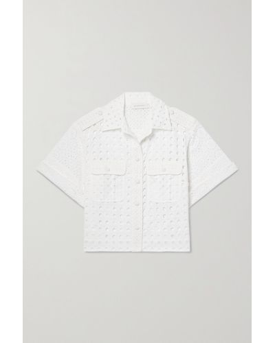 Zimmermann Matchmaker Cropped Broderie Anglaise Cotton Shirt - White