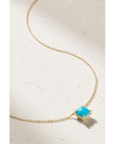 David Yurman Petite Châtelaine 18-karat Gold, Turquoise And Diamond Necklace - Natural