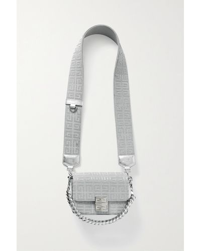 Givenchy Sac Porté Épaule En Jacquard À Finitions En Cuir Métallisé 4g Small - Blanc