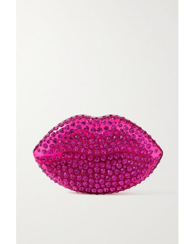 Aquazzura Kiss Me Crystal-embellished Resin Clutch - Pink