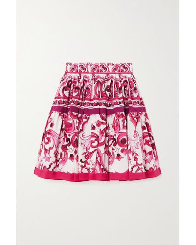 Dolce & Gabbana Short Majolica-print Poplin Skirt - Red