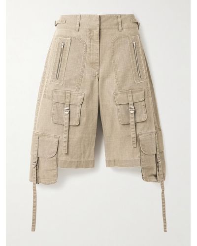 Acne Studios Embellished Cotton Cargo Shorts - Natural