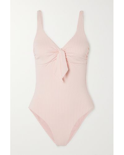 Melissa Odabash Lisbon Tie-detailed Ribbed Swimsuit - Pink