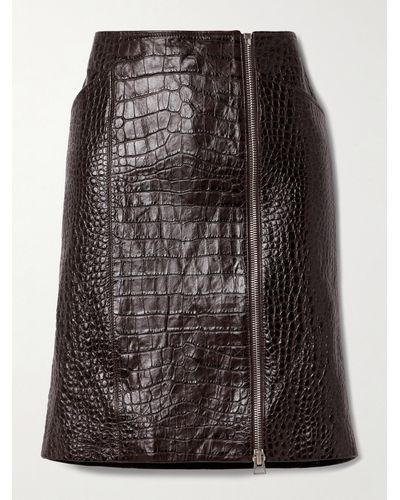 Tom Ford Croc-effect Leather Skirt - Black