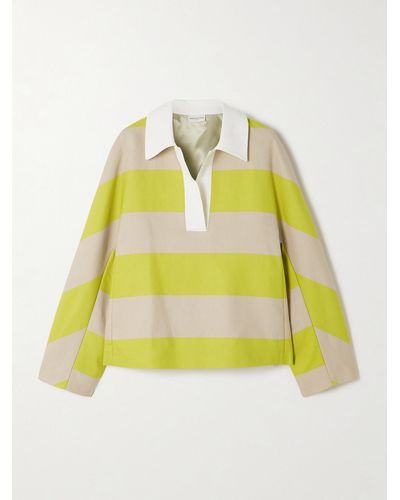 Dries Van Noten Striped Cotton-blend Twill Polo Shirt - Yellow