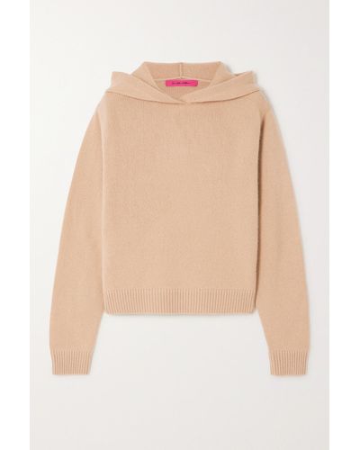 The Elder Statesman Cropped Cashmere Hoodie - Natural