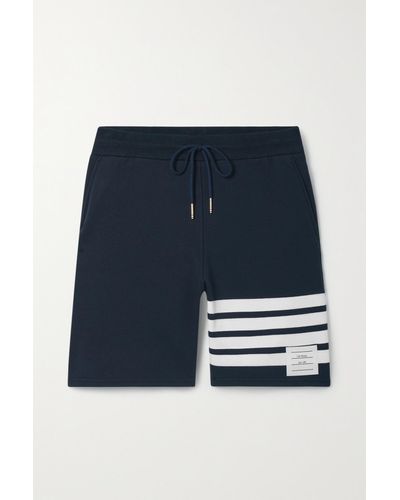 Thom Browne Striped Cotton-jersey Shorts - Blue