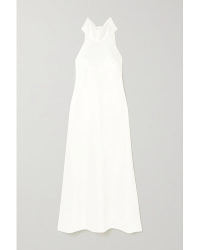 Galvan London Sienna Halterneck Satin Midi Dress - White
