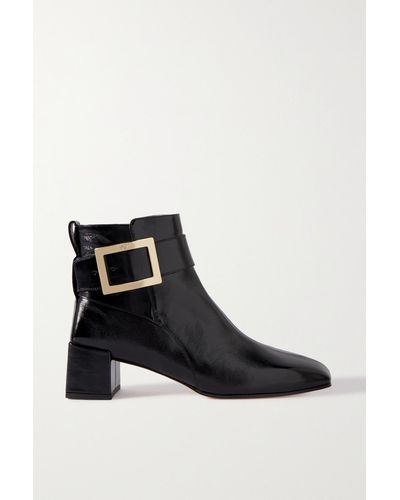 Roger Vivier Bottines En Cuir Glacé À Boucles City - Noir