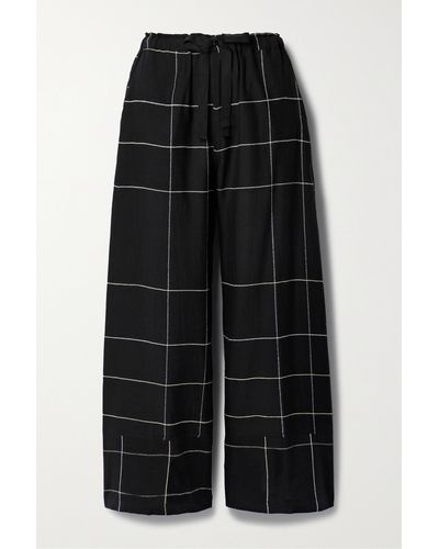 lemlem + Net Sustain Desta Checked Cotton-blend Straight-leg Trousers - Black