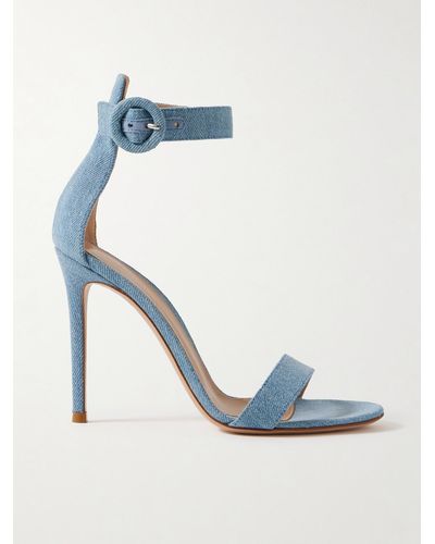 Gianvito Rossi Portofino 105 Sandalen Aus Denim - Blau