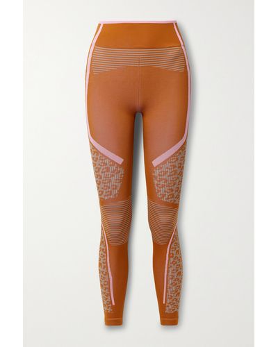 adidas By Stella McCartney Truestrength Stretch Recycled Jacquard-knit Leggings - Orange