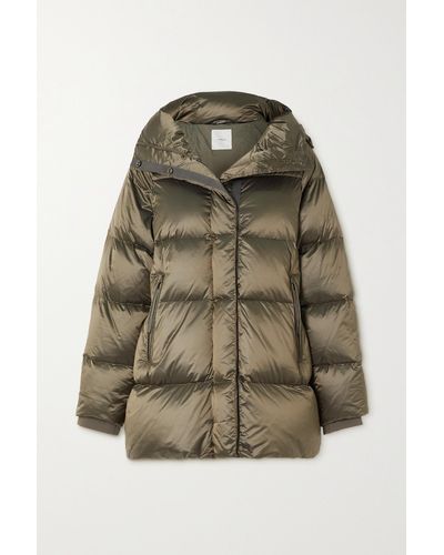 Varley Canton Hooded Quilted Metallic Shell Down Jacket - Green