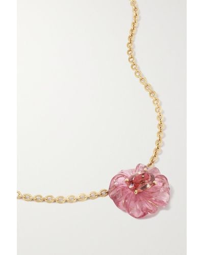 Irene Neuwirth Tropical Flower 18-karat Rose Gold Tourmaline Necklace - Pink