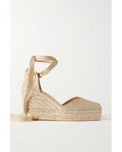 Castañer + Net Sustain Chiara 80 Metallic Canvas Wedge Espadrilles - Natural