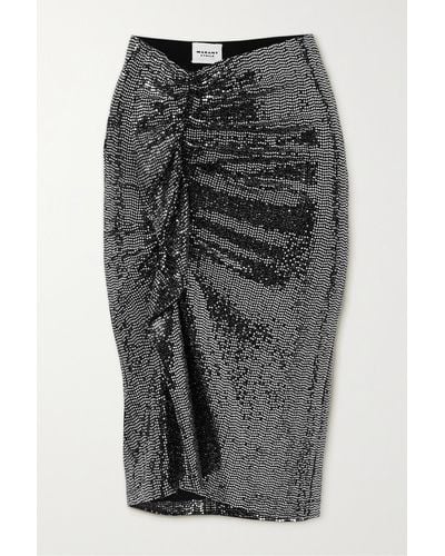 MARANT ETOILE Dolene Ruffled Sequined Tulle Skirt - Black