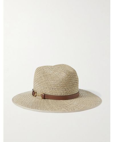 Gucci Little Mors Fedora Aus Stroh Mit Lederbesatz - Natur