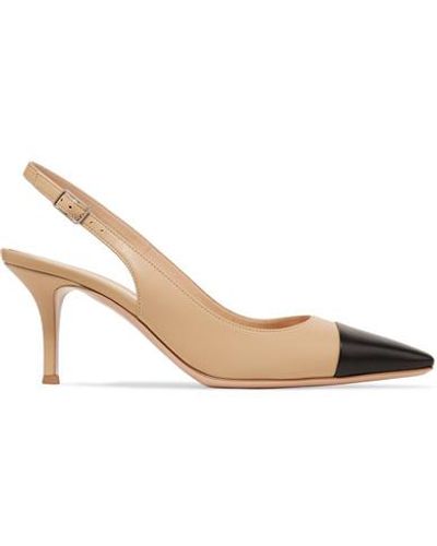 Gianvito Rossi Lucy 70 Two-tone Leather Slingback Pumps - Black