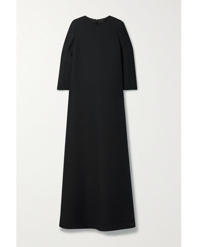 The Row Stefos Wool And Silk-blend Crepe Gown - Black