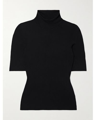 Theory Leenda Ribbed Wool Turtleneck Jumper - Black