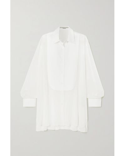Stella McCartney Panelled Cotton-piqué And Silk-chiffon Shirt - White