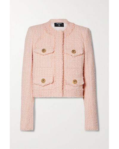 Balmain Cropped Tweed Jacket - Pink