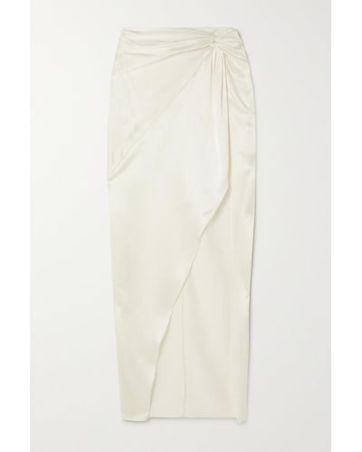 Fleur du Mal Wrap-effect Silk-blend Satin Maxi Skirt - White