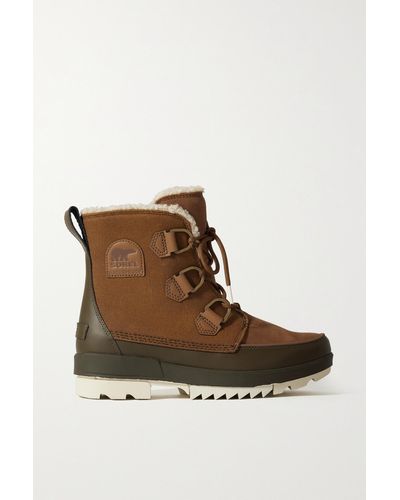 Sorel Torino Ii Leather, Suede And Canvas Ankle Boots - Brown