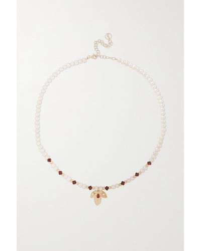 Anissa Kermiche Maternity Leaf Perlenkette Mit Quarzen Und Details Aus 9 Karat Gold - Weiß