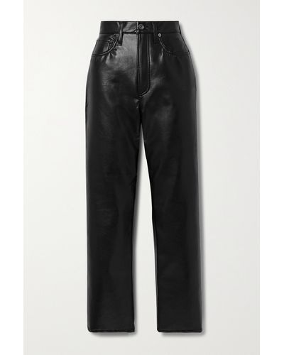 Agolde + Net Sustain Leather-blend Straight-leg Trousers - Black