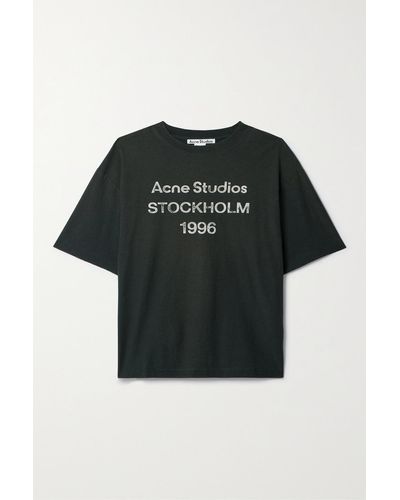 Acne Studios T-shirt Aus Biobaumwoll-jersey Mit Print In Distressed-optik - Schwarz