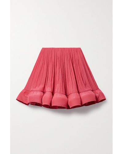 Lanvin Mini-jupe En Charmeuse À Fronces Et À Volants - Rouge