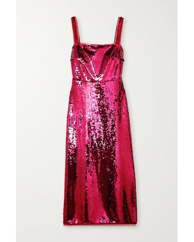 Molly Goddard Miranda Sequined Tulle Midi Dress - Red