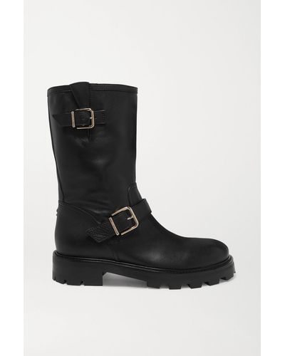 Jimmy Choo Bottes En Cuir À Boucles Biker Ii 35 - Noir