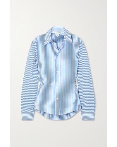 Bottega Veneta Striped Cotton-poplin Shirt - Blue