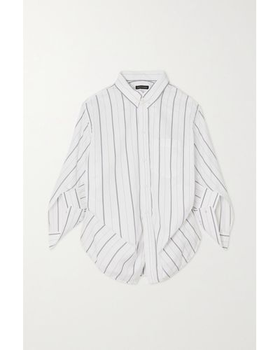 Balenciaga Swing Twisted Oversized-hemd Aus Gestreifter Popeline Aus Einer Baumwollmischung - Weiß