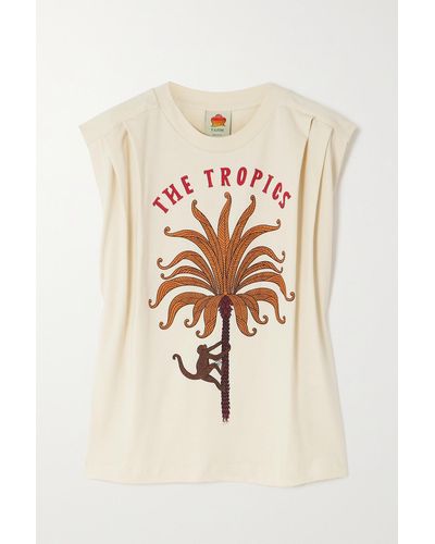 Burnout Tropical Print Ruched T-Shirt