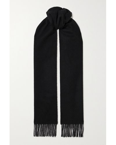 Johnstons of Elgin Fringed Cashmere Scarf - Black