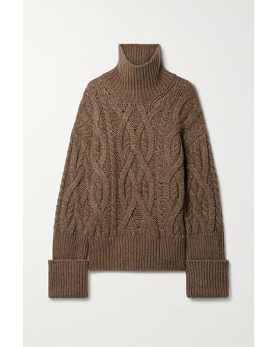 Citizens of Humanity Zola Aran Cable-knit Wool-blend Turtleneck Jumper - Brown
