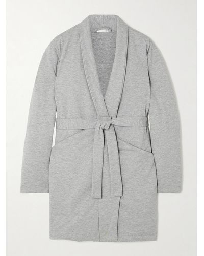Skin Shannon Belted Padded Cotton-jersey Robe - Grey