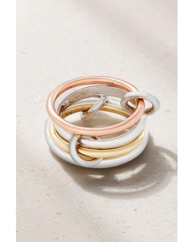 Spinelli Kilcollin Hyacinth Set Of Four 18-karat Yellow And Rose Gold And Sterling Silver Rings - Metallic