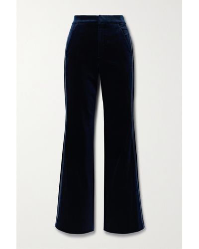 A.L.C. Sophie Ii Satin-trimmed Cotton-blend Velvet Flared Trousers - Blue