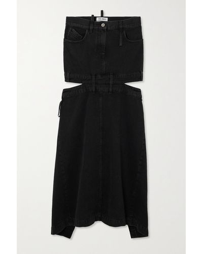 The Attico Cutout Denim Maxi Skirt - Black