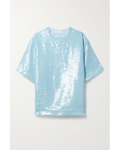Frankie Shop Jones Sequined Satin T-shirt - Blue