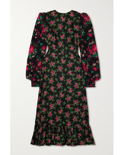 The Vampire's Wife The Villanelle Belted Floral-print Cotton Midi Dress - Black