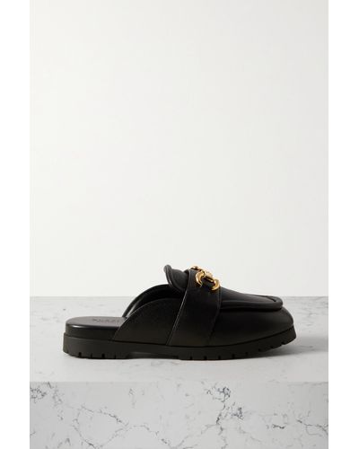 Gucci Airel Slippers Aus Leder Mit Horsebit-detail - Schwarz