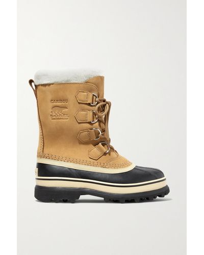 Sorel Caribou Fleece-trimmed Nubuck And Rubber Snow Boots - Brown