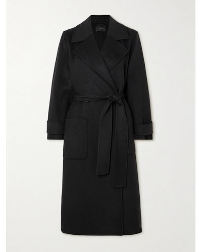 JOSEPH Arline Belted Double-breasted Wool And Cashmere-blend Coat - Black