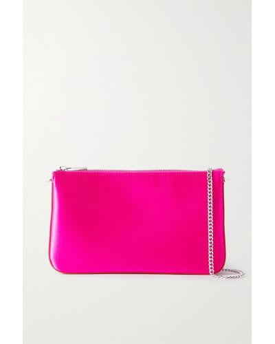 Christian Louboutin Loubila Leather-trimmed Satin Clutch - Pink